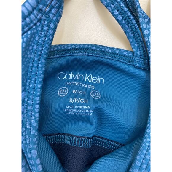 Calvin Klein Performance Strappy Back Crop Tank S Teal Reptile NWT - Picture 5 of 5